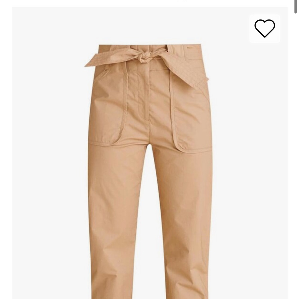 Veronica Beard Beige Tie-Waist Trousers